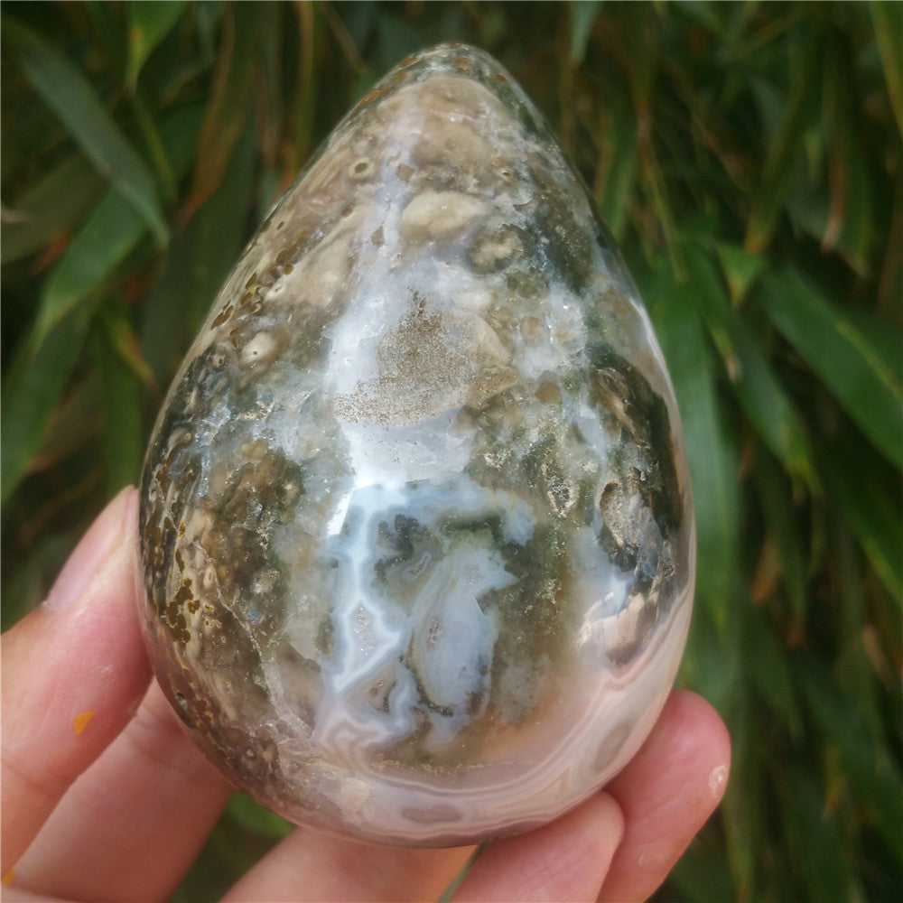 450G Crystal carved egg of Ocean Jasper F13