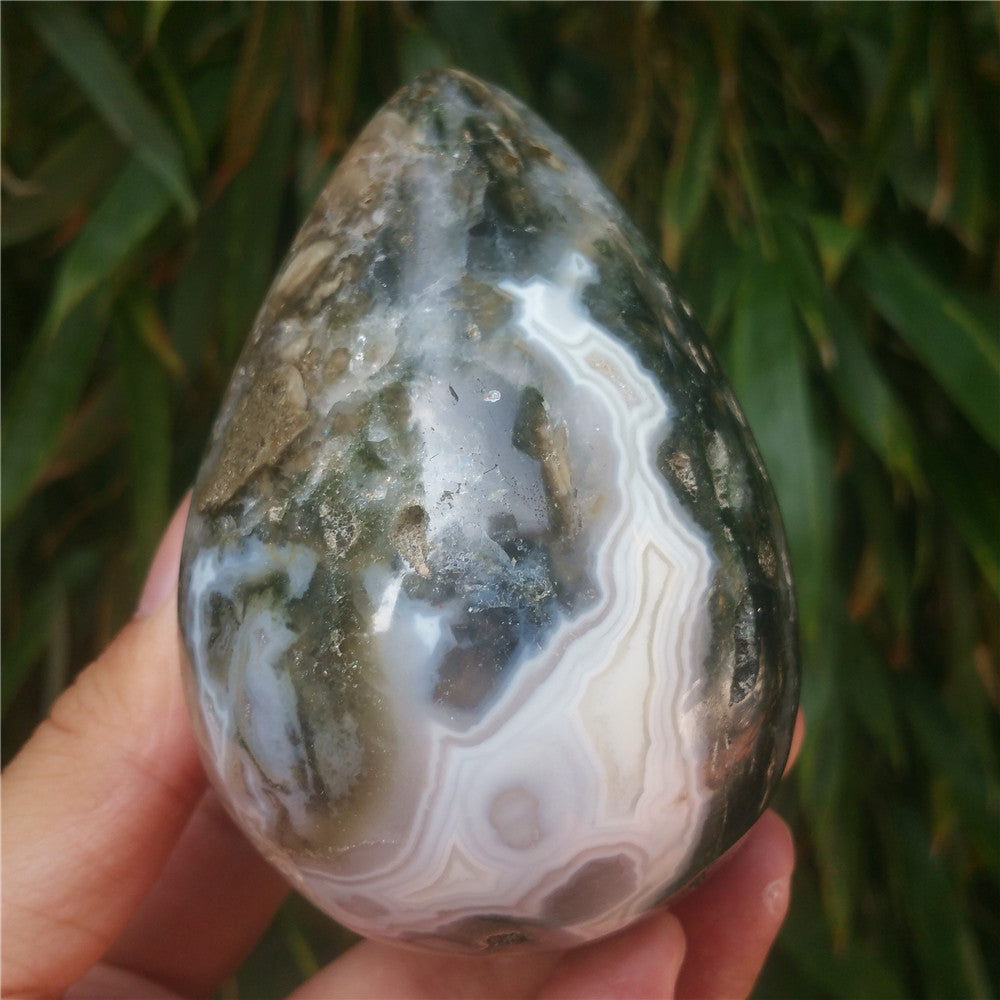 450G Crystal carved egg of Ocean Jasper F13