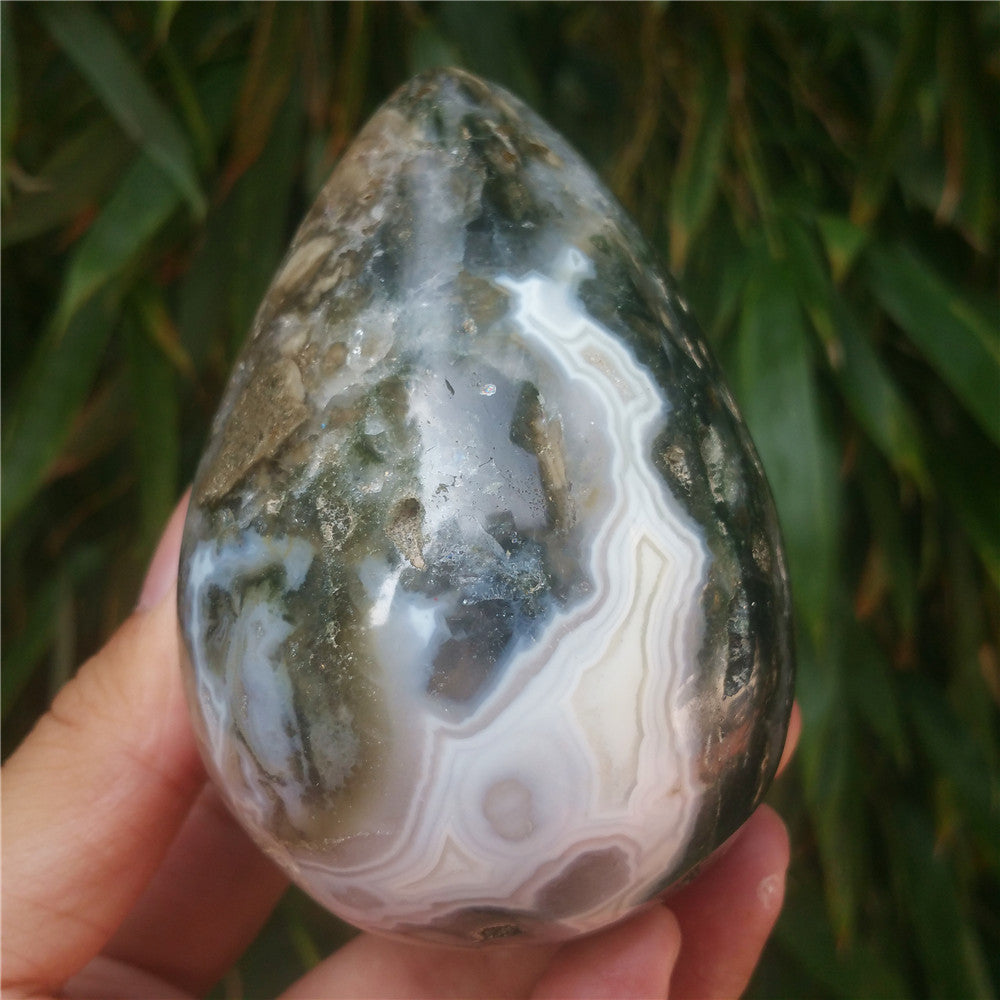 450G Crystal carved egg of Ocean Jasper F13