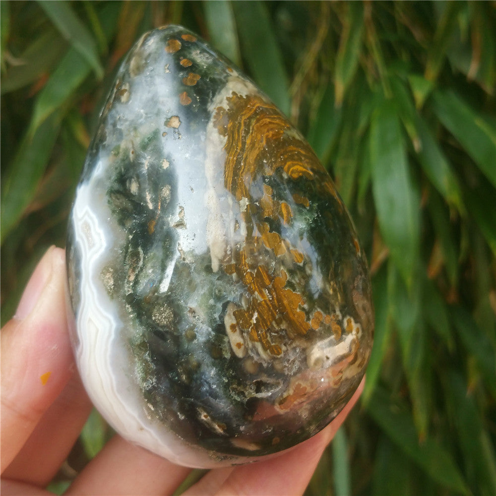 450G Crystal carved egg of Ocean Jasper F13