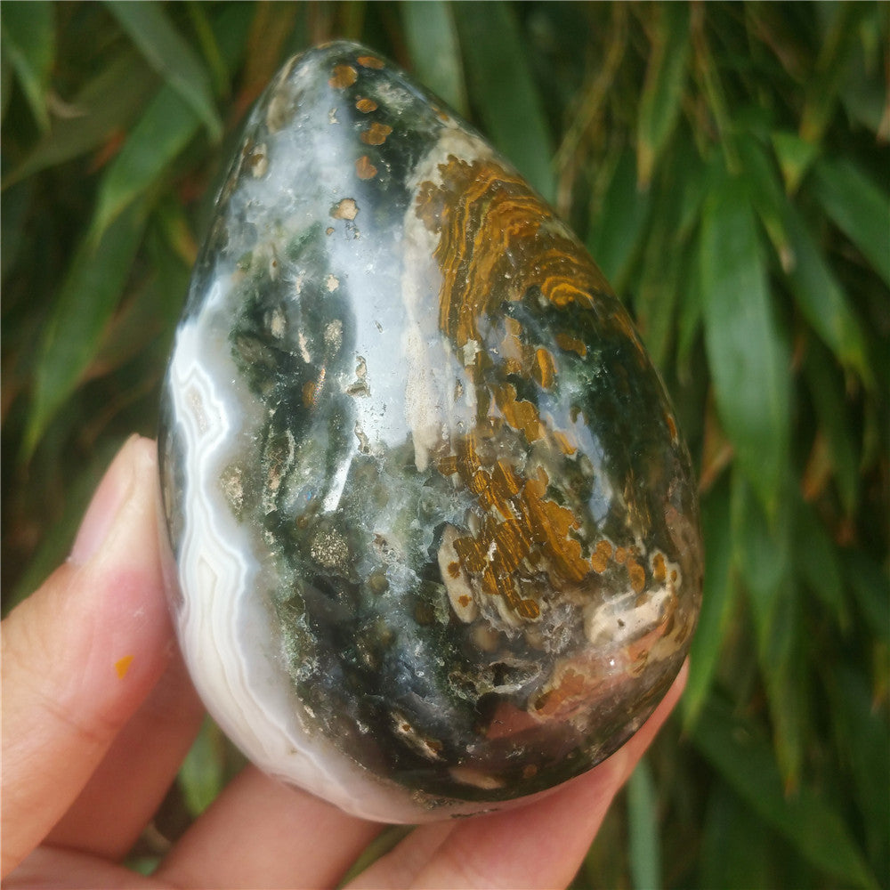 450G Crystal carved egg of Ocean Jasper F13
