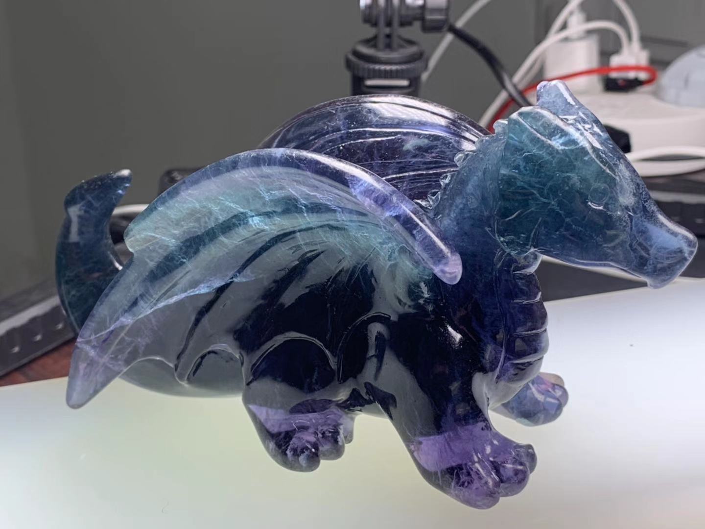 Vibrant XL Purple Fluorite Crystal Dragon - Crystal Dragon, Dragon Carving, Mythical Creature