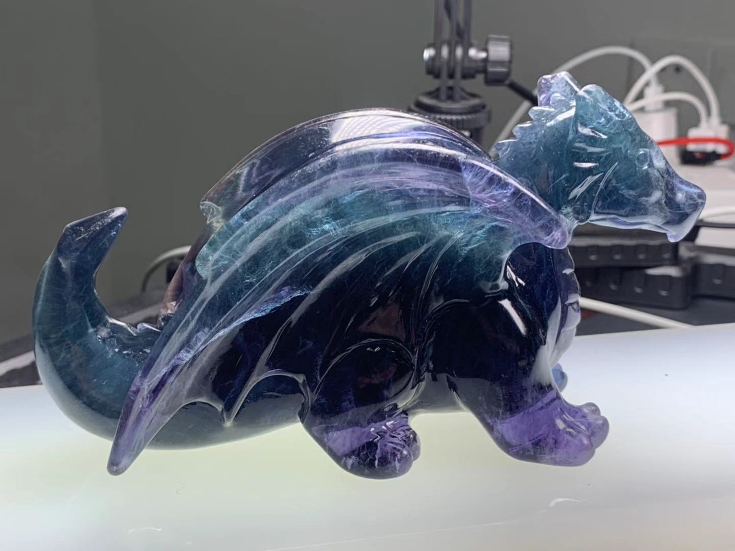 Vibrant XL Purple Fluorite Crystal Dragon - Crystal Dragon, Dragon Carving, Mythical Creature