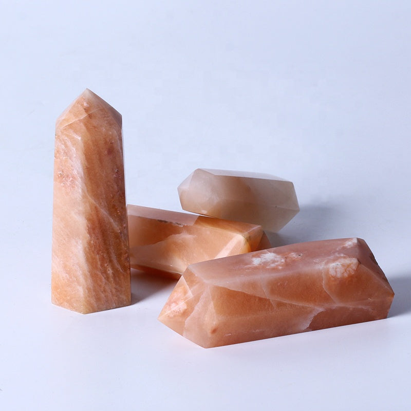 Natural Healing Crystal Reiki Gemstone Tower Sunstone Point Wand For Decoration