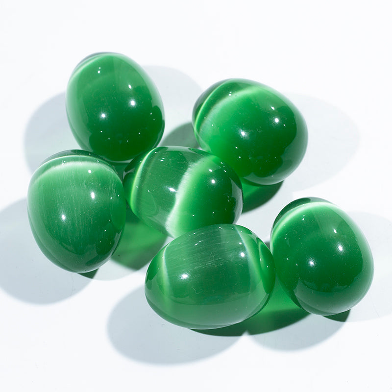 Wholesale Natural Gemstones Egg Green Cat Eye Yoni Eggs Crystal Vaginal Eggs for Healing