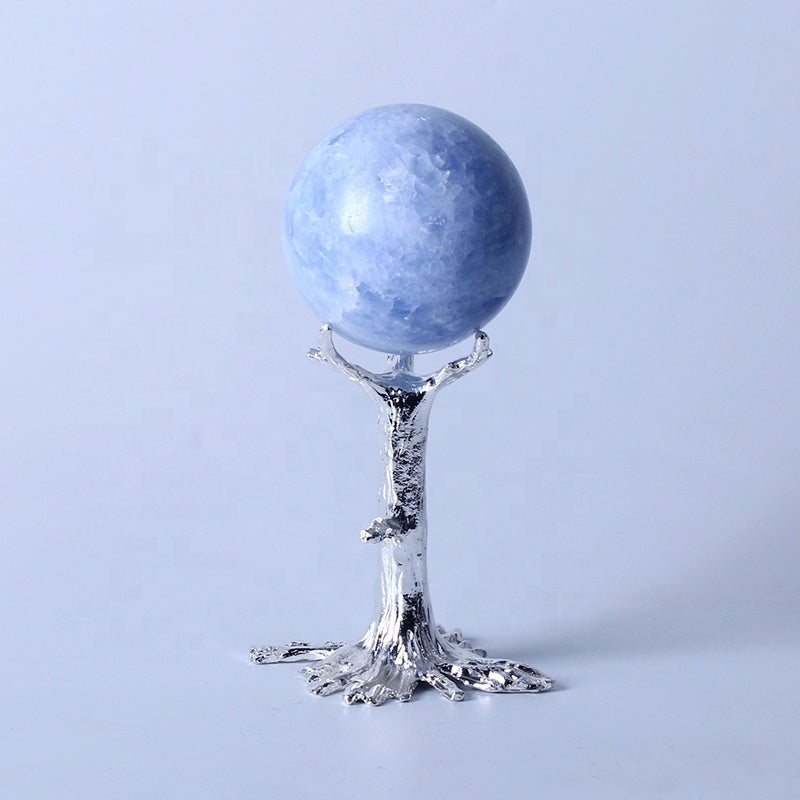 Piedras curativas naturales, bola de cristal de calcita azul, esfera de cristal, artesanías de cristal para Decoración