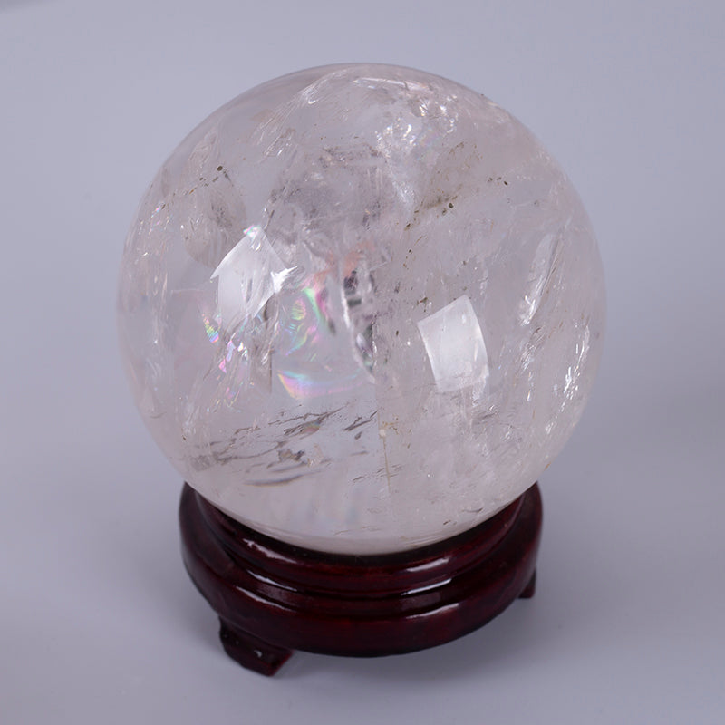 Natural crystal polished rainbow clear quartz ball white crystal ball