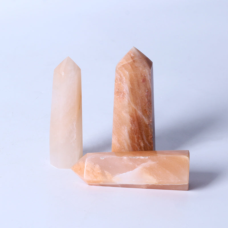 Natural Healing Crystal Reiki Gemstone Tower Sunstone Point Wand For Decoration
