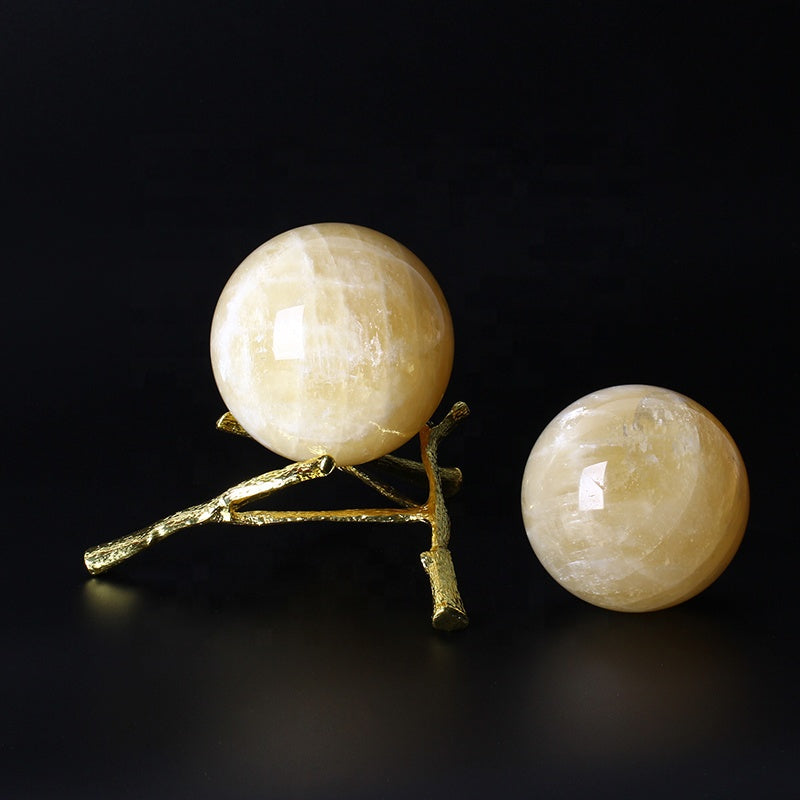Natural Healing Yellow Calcite Crystal Ball Crystal Sphere For Decoration