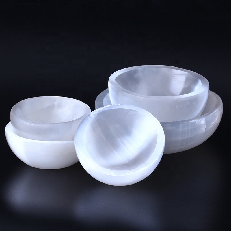 Natural High Quality Hand Made Craft Selenite Crystal Bowl Round Shape Selenite Bowl For Home Decoration