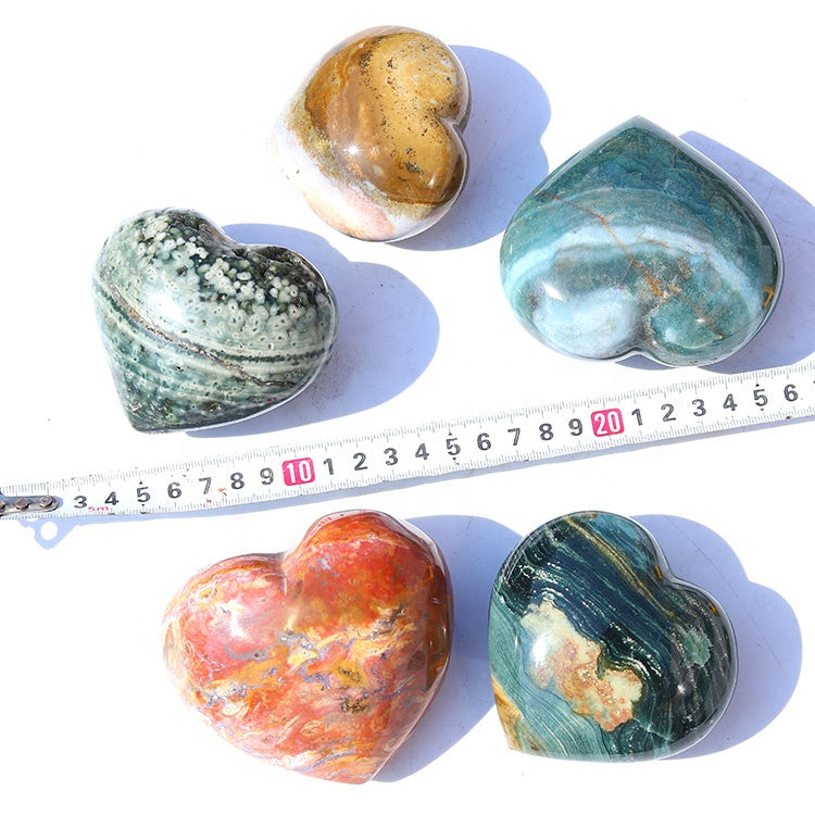 Piedras en forma de corazón curativas de cristal con corazones de amor de jaspe Natural tallado a mano para decoración