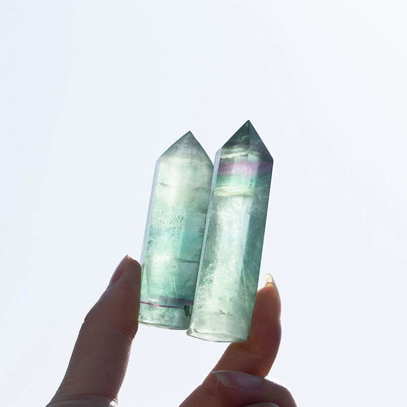 Natural crystal point single fluorite point gift