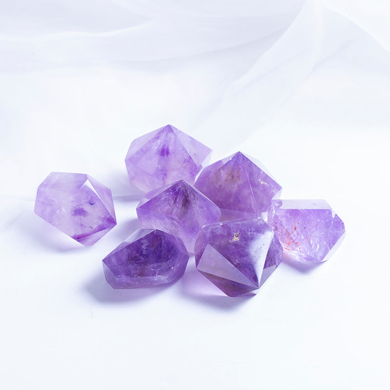 Purple crystal rock crystal prism