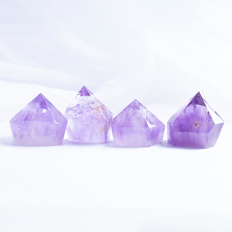 Purple crystal rock crystal prism