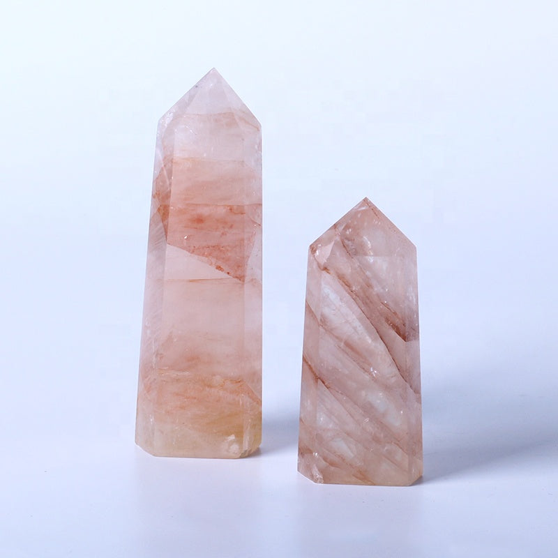 Natural Healing Crystal Reiki Gemstone TowerRed Glue Flower Crystal Point Wand For Decoration
