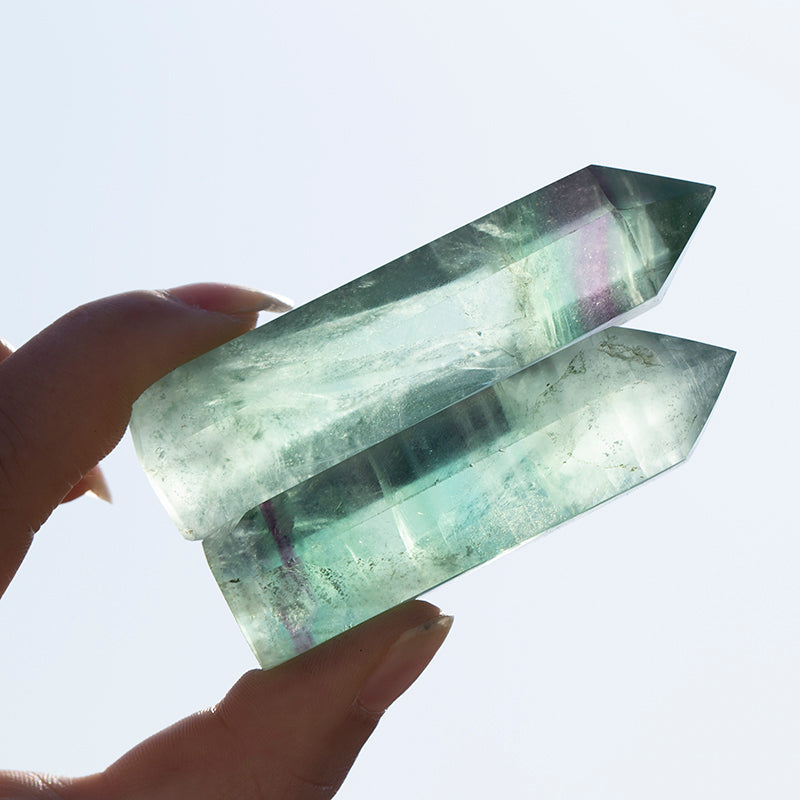 Natural crystal point single fluorite point gift