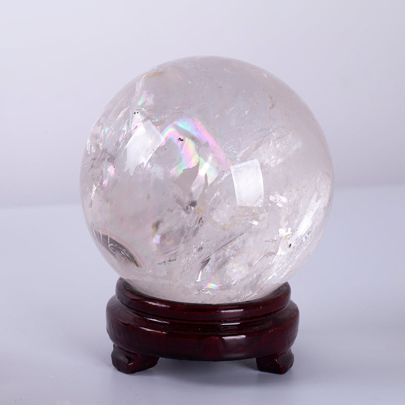 Natural crystal polished rainbow clear quartz ball white crystal ball