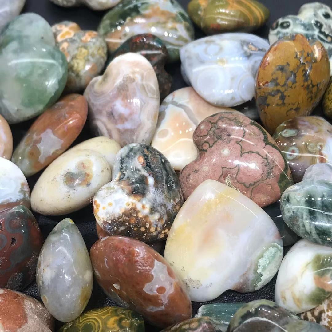 Piedras en forma de corazón curativas de cristal con corazones de amor de jaspe Natural tallado a mano para decoración