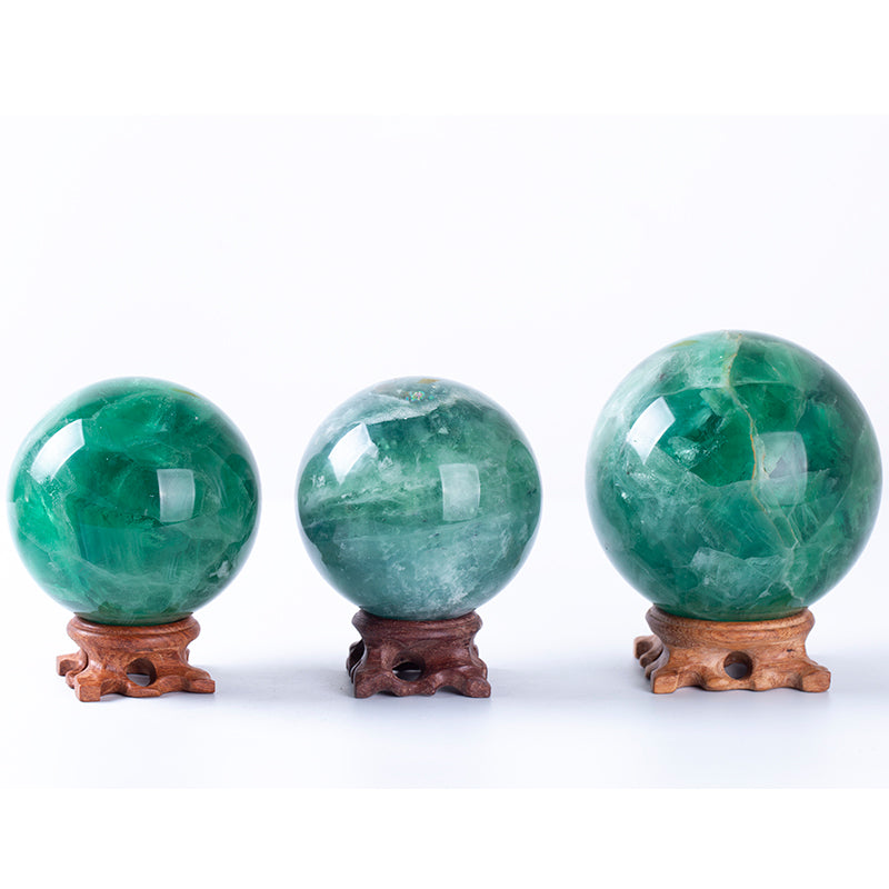 Green fluorite crystal ball, for Feng Shui