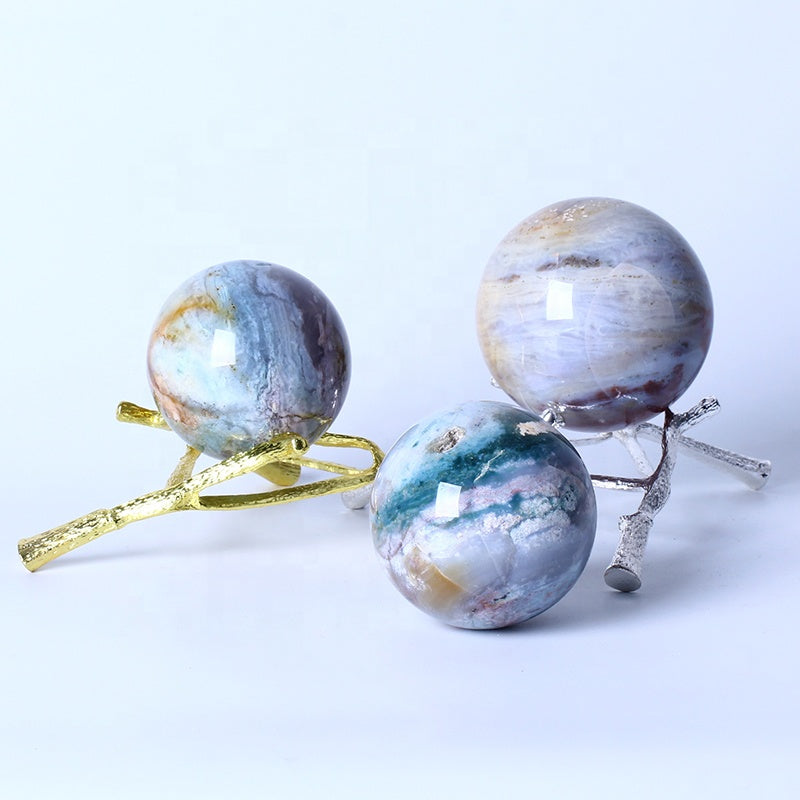 Natural Healing Crystal Ball Polished High Quality Ocean Jasper Sphere Crystal Crafts For Home Decoration