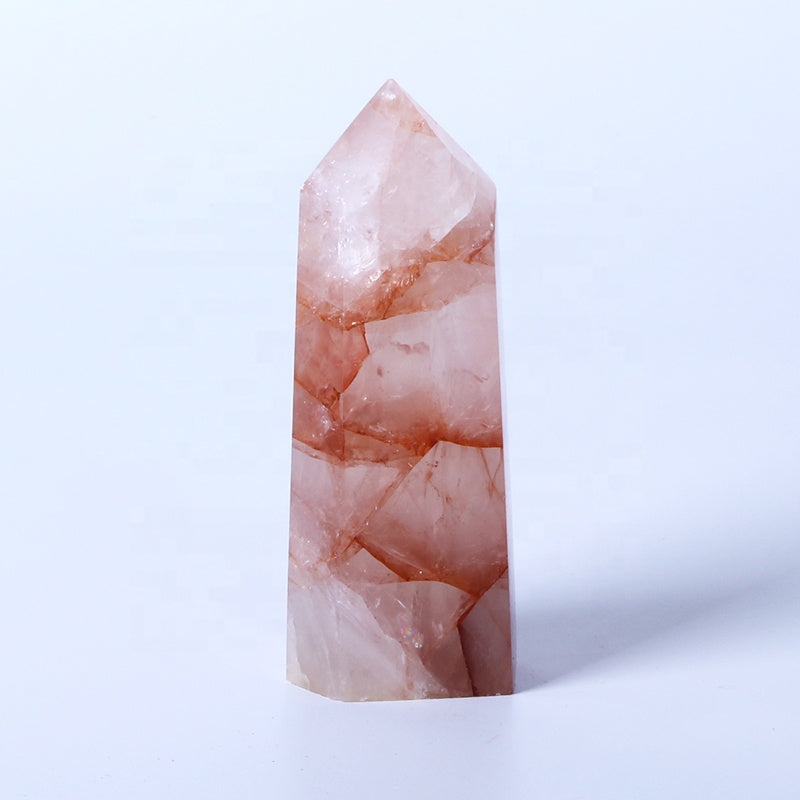 Natural Healing Crystal Reiki Gemstone TowerRed Glue Flower Crystal Point Wand For Decoration