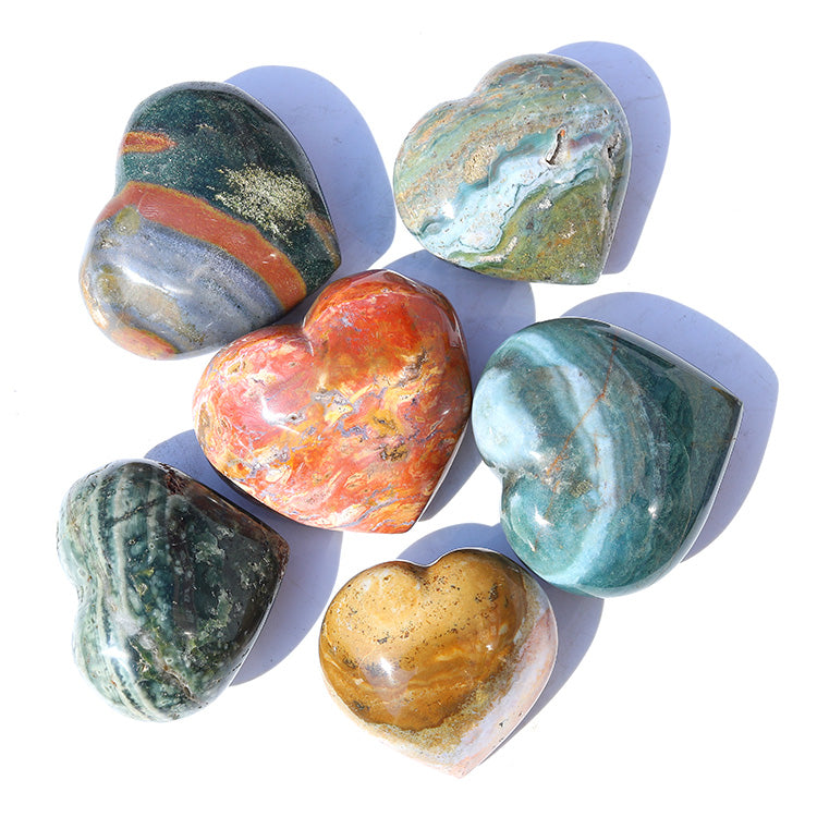 Piedras en forma de corazón curativas de cristal con corazones de amor de jaspe Natural tallado a mano para decoración