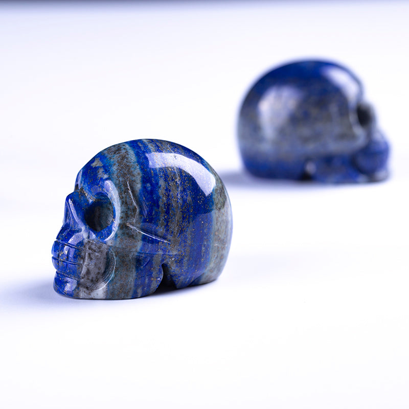 Lapis lazuli quartz crystal skull