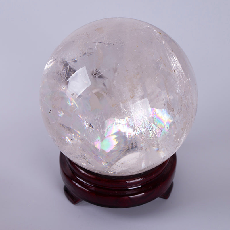 Natural crystal polished rainbow clear quartz ball white crystal ball