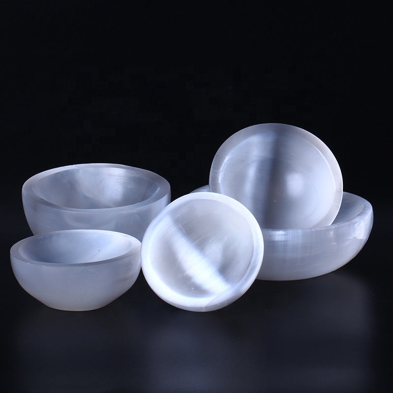 Natural High Quality Hand Made Craft Selenite Crystal Bowl Round Shape Selenite Bowl For Home Decoration