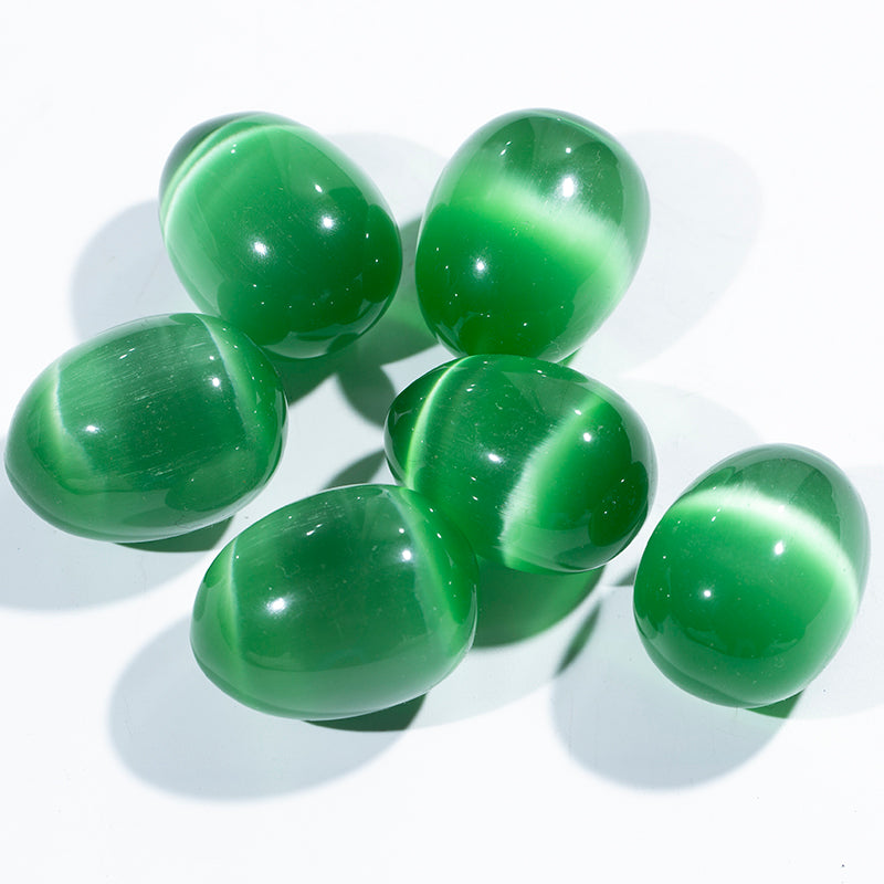 Wholesale Natural Gemstones Egg Green Cat Eye Yoni Eggs Crystal Vaginal Eggs for Healing