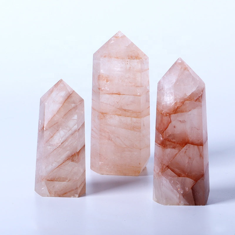 Natural Healing Crystal Reiki Gemstone TowerRed Glue Flower Crystal Point Wand For Decoration