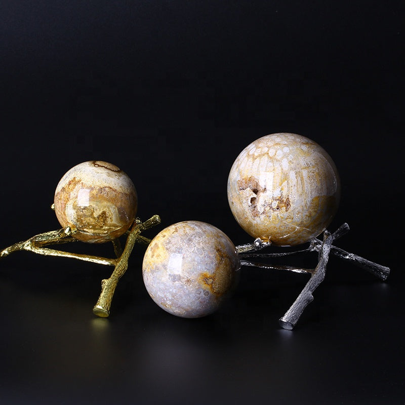 Natural Healing Coral Jade Crystal Ball Crystal Sphere For Decoration