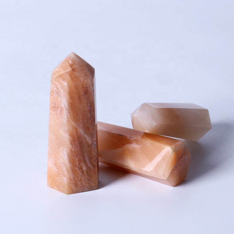 Natural Healing Crystal Reiki Gemstone Tower Sunstone Point Wand For Decoration