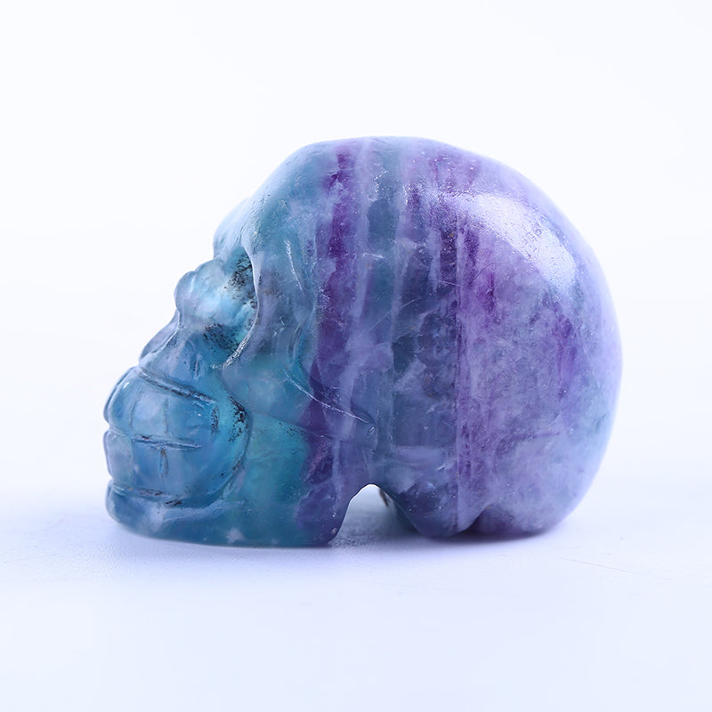 Rainbow fluorite quartz crystal skull