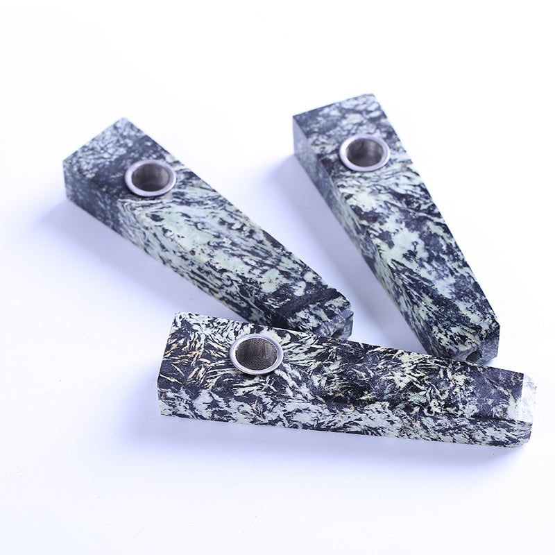 El bambú natural hecho a mano deja la pipa que fuma de cristal curativa del cuarzo de piedra