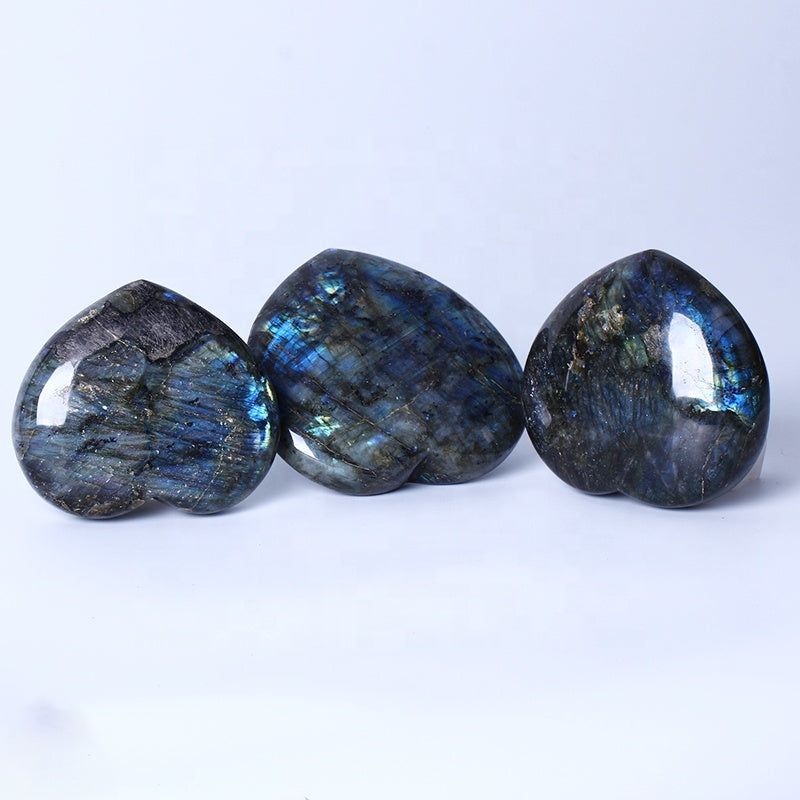 Natural Healing Chakra Reiki Raw Gemstone Blue Labradorite Heart Rough Stone For Decoration
