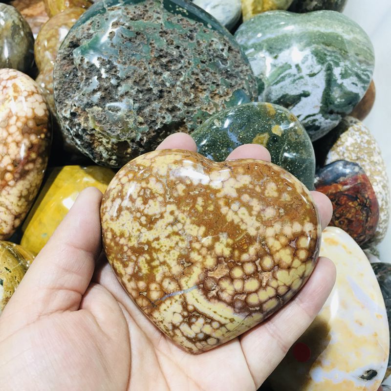 Piedras en forma de corazón curativas de cristal con corazones de amor de jaspe Natural tallado a mano para decoración