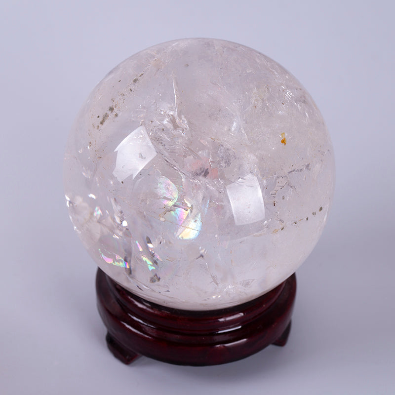 Natural crystal polished rainbow clear quartz ball white crystal ball