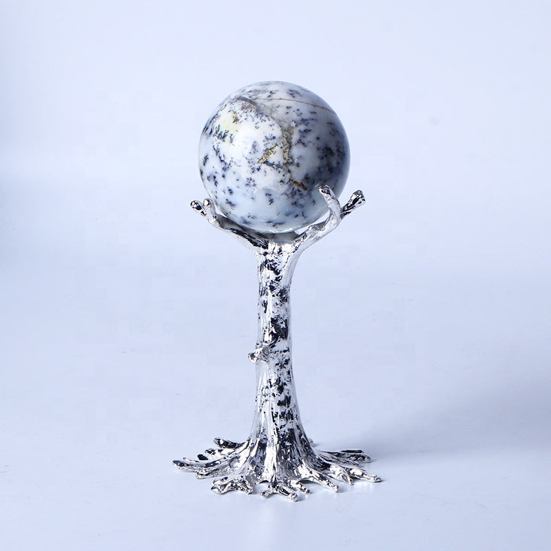 Natural Healing Crystal Dendrite Opal Ball White Sphere For Decoration