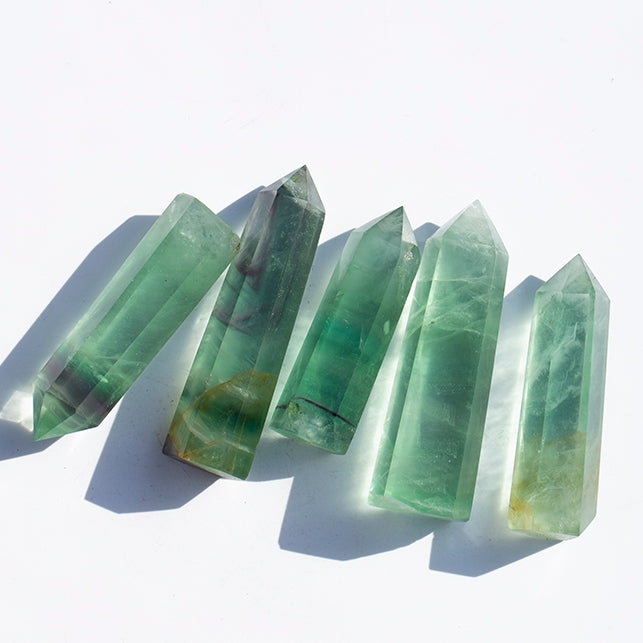 Natural crystal point single fluorite point gift