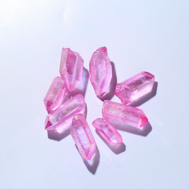 Pink Lucky Aura Quartz Mineral Angel Crystal Points