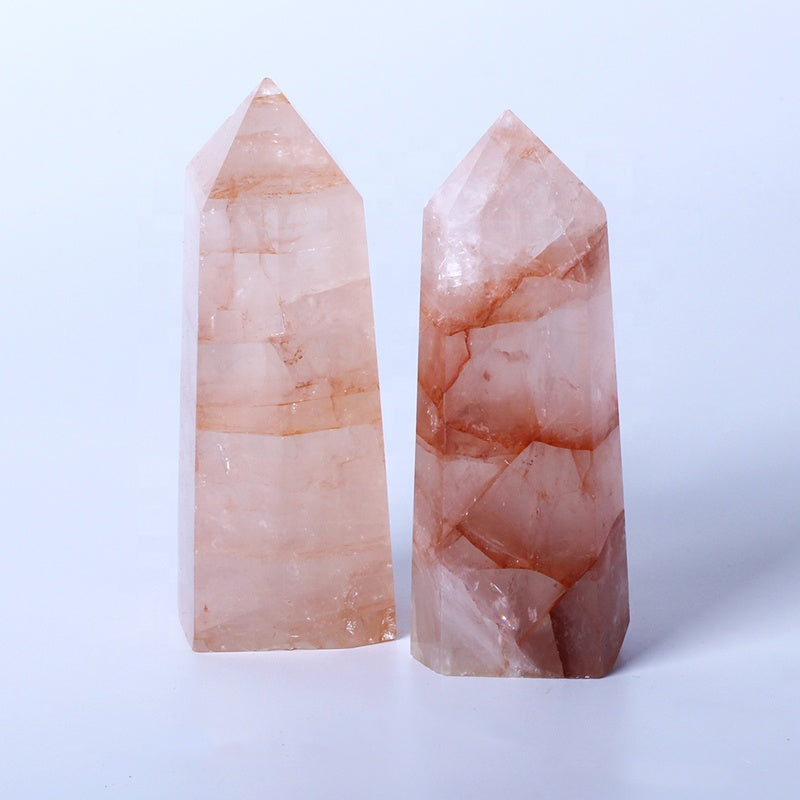 Natural Healing Crystal Reiki Gemstone TowerRed Glue Flower Crystal Point Wand For Decoration
