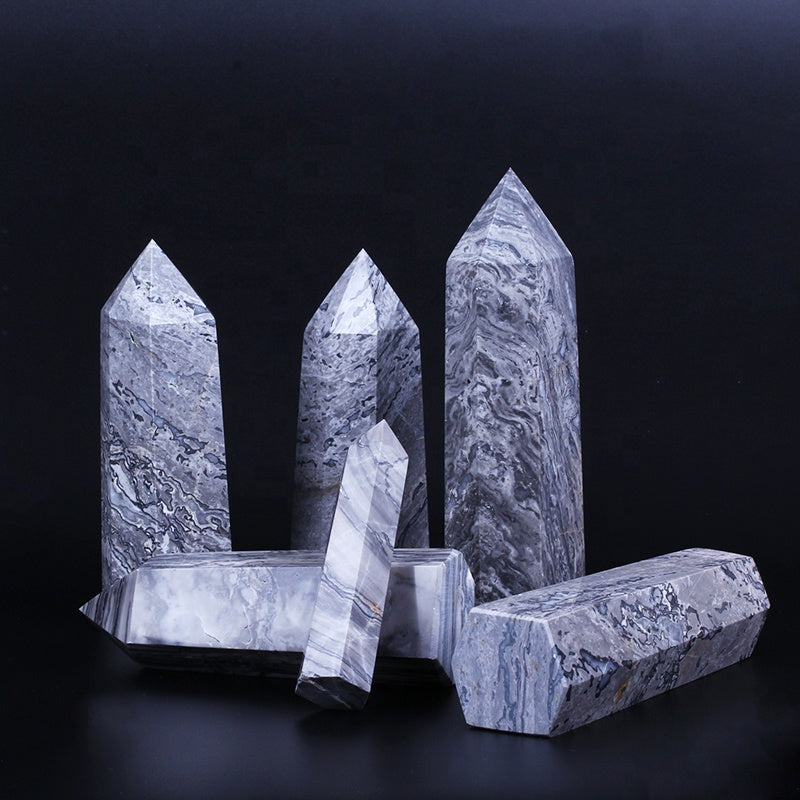 Varita de Cristal Natural Picasso Jaspe Torre de Cristal de Cuarzo