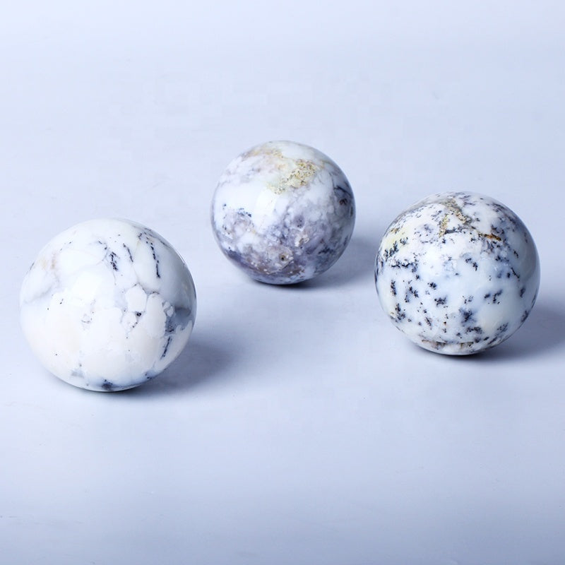Natural Healing Crystal Dendrite Opal Ball White Sphere For Decoration