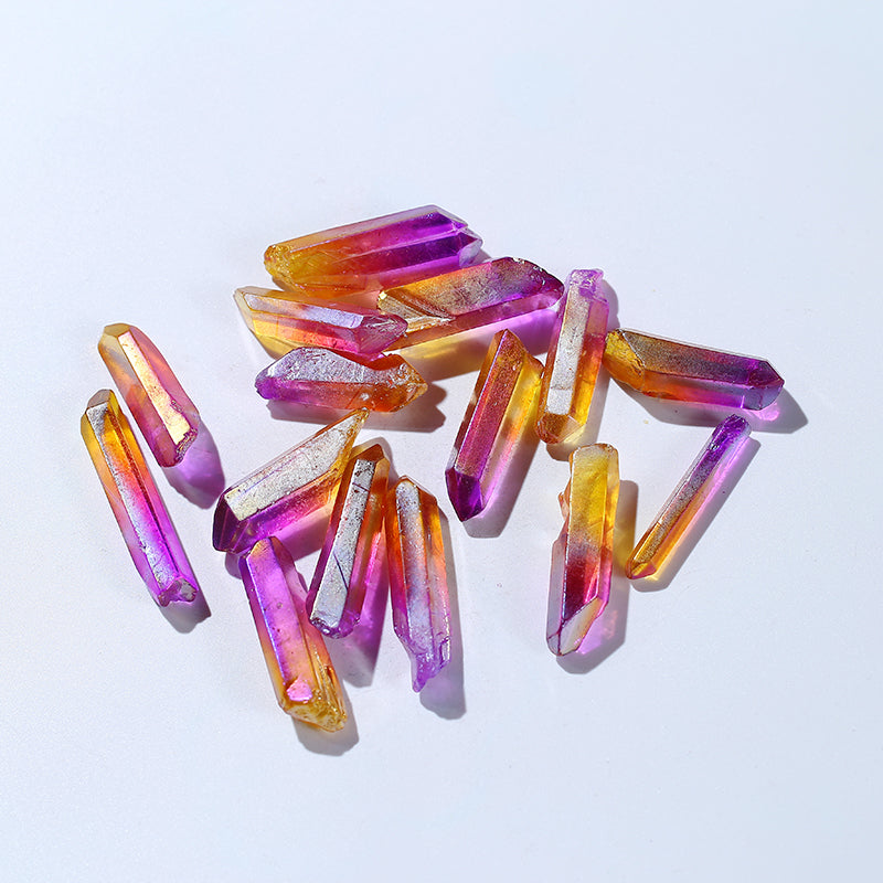 Natural two-color lucky aura crystal rod