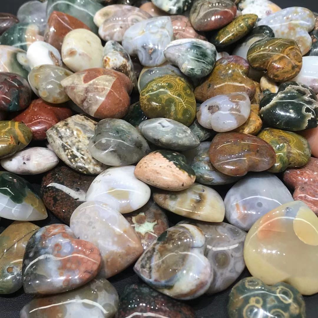 Piedras en forma de corazón curativas de cristal con corazones de amor de jaspe Natural tallado a mano para decoración