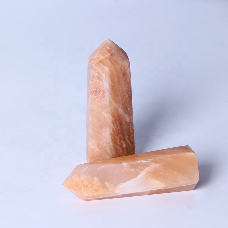 Natural Healing Crystal Reiki Gemstone Tower Sunstone Point Wand For Decoration