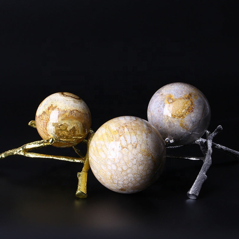 Natural Healing Coral Jade Crystal Ball Crystal Sphere For Decoration