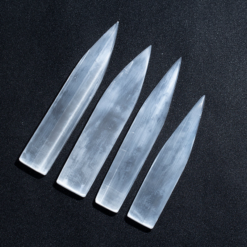Natural reiki stone selenite point healing white gypsum wand