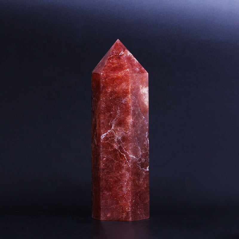 natural crystal wand strawberry crystal wand point quartz crystal tower for healing